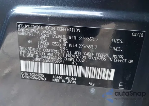 2018 Toyota Rav4 Xle from USA, damaged, VIN JTMRFREV6JJ739951